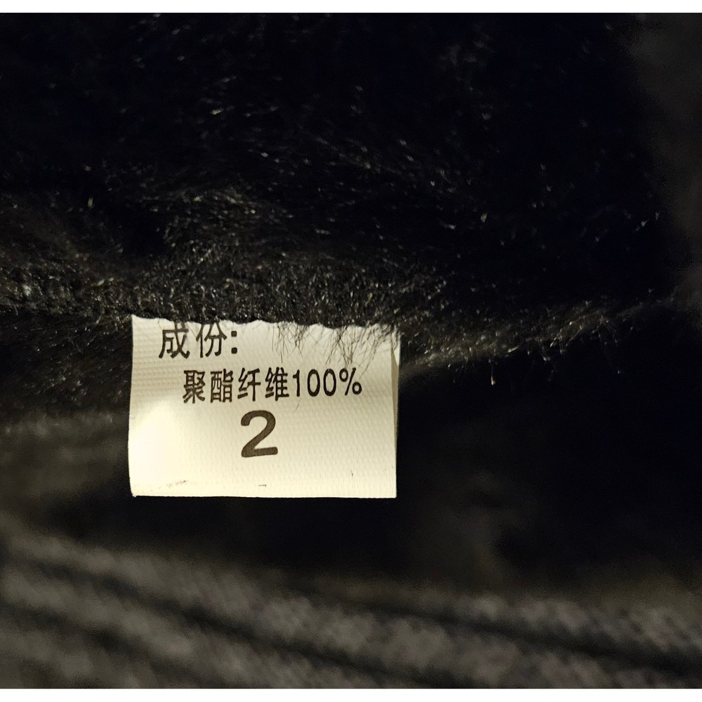 Vintage Style Striped Faux Fur Trim Coat Black White Mid Length Heavyweight L - Picture 13 of 14